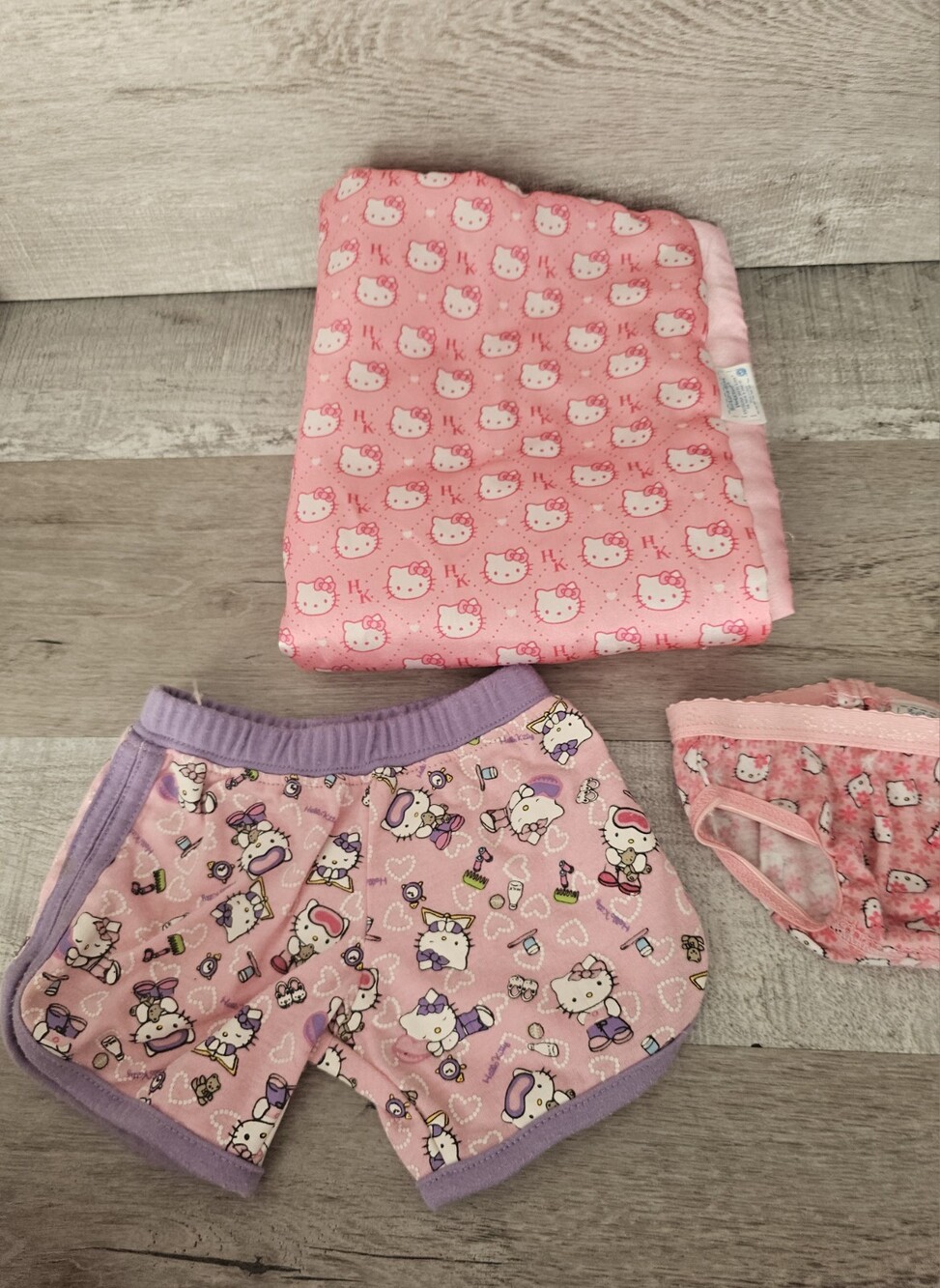 Build-A-Bear Hello Kitty Pink & Purple Pajamas Blanket Underwear Lot BAB #49